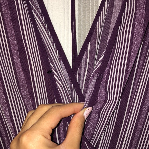 Purple and White Stripped Jumpsuit - Picture 7 of 8